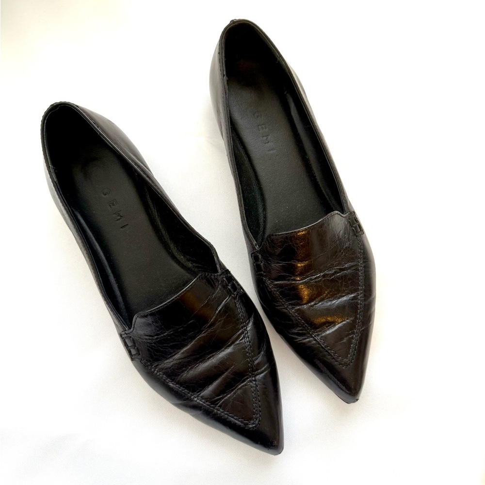 M. Gemi The Gia black leather shoe  hidden wedge hand-stitched size 36